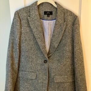 J.Crew Women’s Gray Herringbone Tweed Blazer, Size 10, EUC